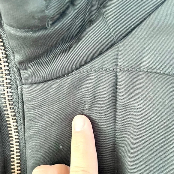 Avec Les Filles Sport Black Tencel Velvet-Trim Quilted Flight Jacket Size Medium - Picture 10 of 14